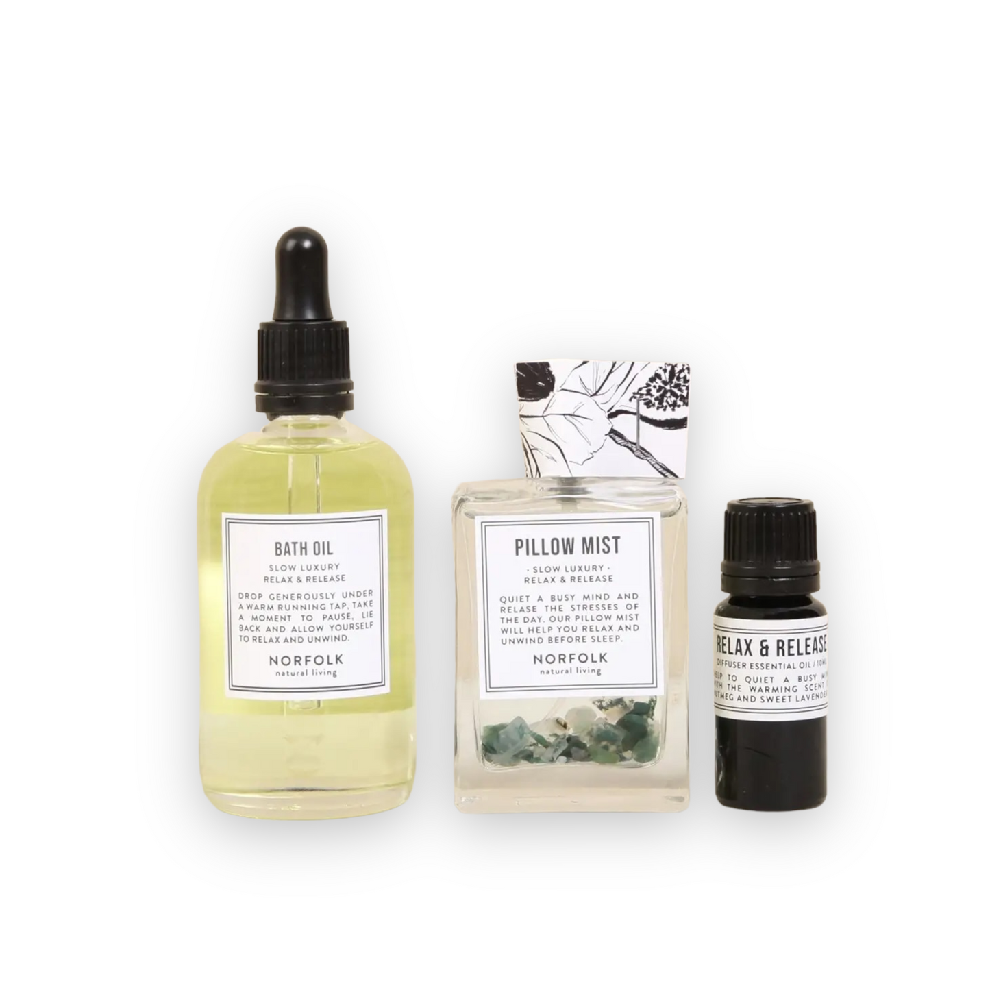 Ultimate Good Night - Deepest Sleep wellness set van Norfolk Natural Living,  ontworpen om te helpen ontspannen en om makkelijker in een rustige slaap te vallen, inclusief badolie, diffuser olie en pillow mist.